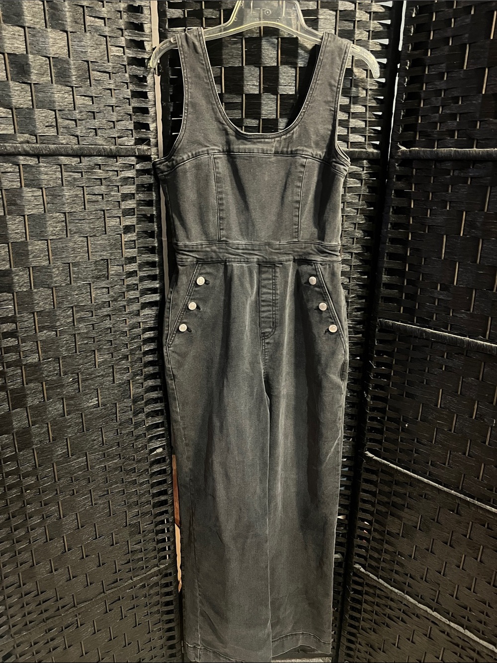 Faded Black Denim Button-Accent Maxi Jumper forever 21 size M